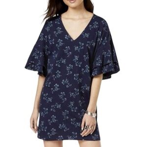 NWT LUCKY BRAND Tier Ruffle Short Sleeve V-Neck Floral Shift Dress Size Medium